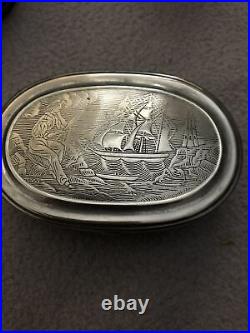 Rare CIVIL War 1860 Snuff Box / Tobacco Tin Fully Stamped Silver Beautiful Decor