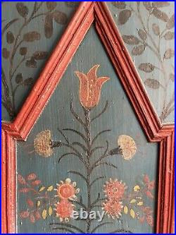 Rare Divine Original Antique Alpine Painted Folk Art Marriage Cupboard Storage