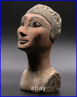 Rare Egypt Egyptian Antiques Queen Nefertiti Head Beautiful Statue Stone Bc
