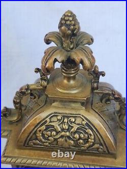 Rare French Antique Renaissance Ornate Brass Mantel or Shelf Clock Beautiful