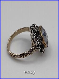 Rare Georgian 18ct Gold 6.5ct Natural Sapphire Diamond Ring Antique 18th Century