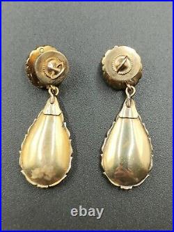 Rare Georgian Gold Foiled Garnet/Pearl Domed Back Earrings 18th Century Antique
