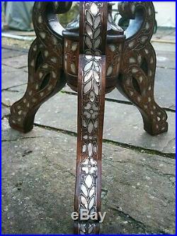Rare Large Antique Syrian Beautifully Inlaid Pedestal Table