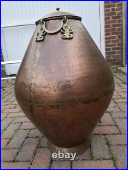 Rare Large & Beautiful Antique Tinned Brass Wine Jar in Persian Style