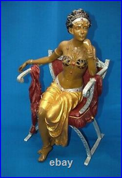 Rare Large Beautiful Bronze Figure of a Cold Painted Dancer Seated Signed