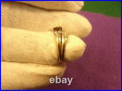 Rare Little Vtg Antique Ladies 10k Yellow Gold Art Deco Diamond Wedding Ring Set