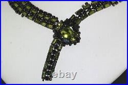 Rare MAX MULLER KAUFBEUREN W Germany Green Black Rhinestone Snake Necklace