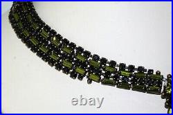 Rare MAX MULLER KAUFBEUREN W Germany Green Black Rhinestone Snake Necklace