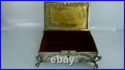 Rare Old Art Nouveau Antique Pewter Beautiful Jewelry Box