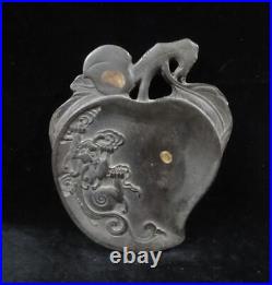 Rare Old Chinese Hand Carving Beautiful Peach Shape Ink Stone Marks