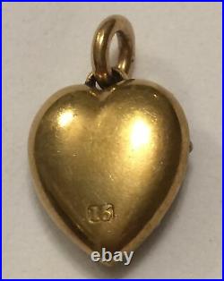 Rare Perfect Beautiful Antique 15ct Gold Puffed Heart Seed Pearl Pendant