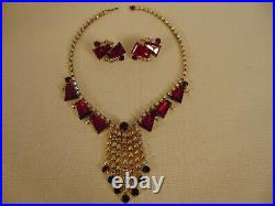 Rare Red Juliana Delizza & Elster Necklace Bracelet Earrings In Original Case