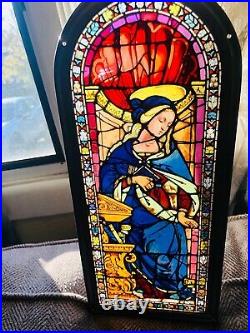 Rare Religious -church- STAINED Glass Antique / vtg! Beautiful
