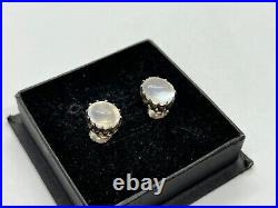 Rare Stunning Antique Victorian Sterling Silver Moonstone Stud Earrings