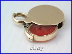 Rare Victorian 14k Gold Intaglio Wax Seal Stamp Watch Fob Double Sided Pendant