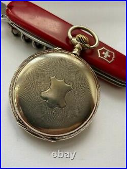Rare Vintage Antique Beautiful Silver 0.800 +g Pocket Watch Dirose Cylinder 10