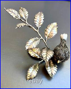 Rare Vintage Beautiful Buccellati 800 Silver Naturalistic Bird Branch Sculpture