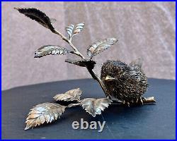 Rare Vintage Beautiful Buccellati 800 Silver Naturalistic Bird Branch Sculpture