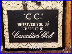 Rare Vintage Canadian Club Whisky Bar Sign VERY RARE Antique Beautiful? 18x8