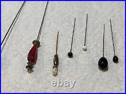 Rare Vintage Possible Antique Beautiful Lot of Hat Pins & Holder