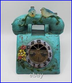Rare Vintage Retro Resin Landline Phone Antique Home Deco Floral Birds Beautiful