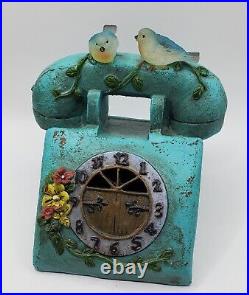 Rare Vintage Retro Resin Landline Phone Antique Home Deco Floral Birds Beautiful