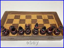Rare Vintage USSR Chess Set Hand Painted Beautiful Wooden Antique Chess 25x25 cm