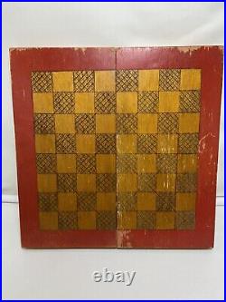 Rare Vintage USSR Chess Set Hand Painted Beautiful Wooden Antique Chess 40x40 cm