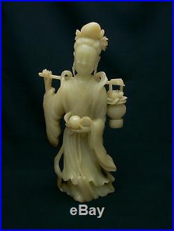 Rare and Beautiful Large Chinese Antique Shou-Shan Carving Quan-yin