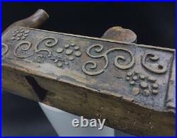 Rare and beautiful 19th century carved wooden plane Rabot Pialla Hobel Planer