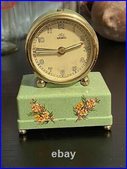 Rare antique Musical Alarm Clock Swiss Made Movement. Beautiful Music Box Works