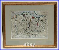 Rare original map by Michael Drayton of North Wales, beautifully framed