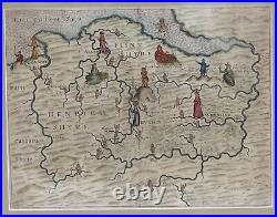 Rare original map by Michael Drayton of North Wales, beautifully framed