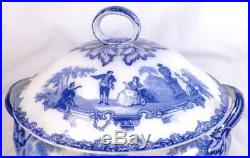Royal Doulton Watteau Flow Blue Soup Tureen Antique Magnificent A Rare Beauty