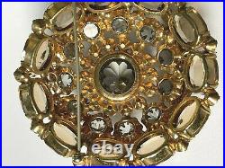 SCHREINER NY Vintg Inverted Stone HUGE Pin Brooch Tiered RARE BEAUTY Antique