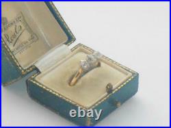 STUNNING RARE ANTIQUE 1.2-1.5ct OLD CUT DIAMOND TRILOGY 18ct GOLD RING BEAUTIFUL