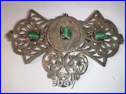 Silver 925 old Broch Pin VINTAGE ANTIQUE Beautiful Rare Broche lang Inlay