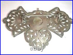 Silver 925 old Broch Pin VINTAGE ANTIQUE Beautiful Rare Broche lang Inlay
