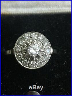 Stunning Quality Rare Antique White Diamond Target / Wedding Cake Ring Beautiful
