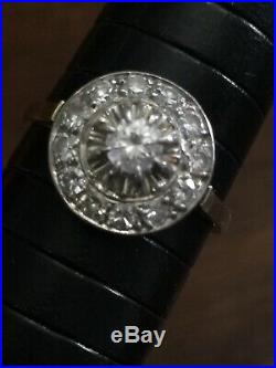 Stunning Quality Rare Antique White Diamond Target / Wedding Cake Ring Beautiful