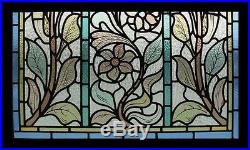 Stunning Rare Art Nouveau Leafy Beauty Antique English Stained Glass Window