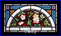 Stunning Rare & Very Beautiful Painted Lillies Antique Stained Glass Window