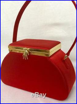 Super-beauty goods Gucci vintage antique vanity hand bag red rare P1895