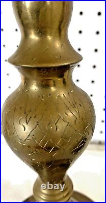 TWO 2 RARE Antique Scrolled Brass Candlesticks Heavy Beautiful 18 tall Uncleaned