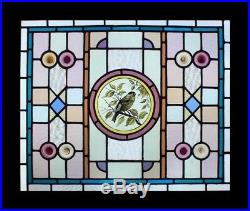 The Most Beautiful Rare Painted Bird In Foliage Victorian Stained Glass Window