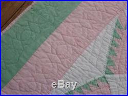 Tiny Pieces! Beautiful & Rare Pattern Vintage 30s Pink & Green QUILT 91x80