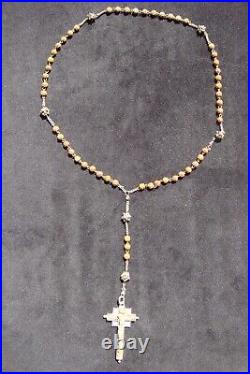 Top Rare Antique C 1800 French Beautiful Silver and Craved Wood Catholic Rosary