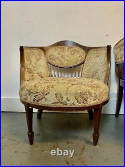 Two Rare & Beautiful 110 Year Old Edwardian Antique Inlaid Small Chairs. C1910