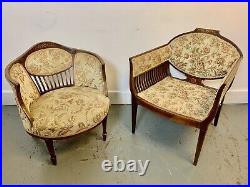 Two Rare & Beautiful 110 Year Old Edwardian Antique Inlaid Small Chairs. C1910