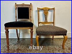 Two Rare & Beautiful 140 Year Old Victorian Antique Bedroom Chairs. C1880